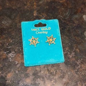 14KT GOLD overlay helm earrings